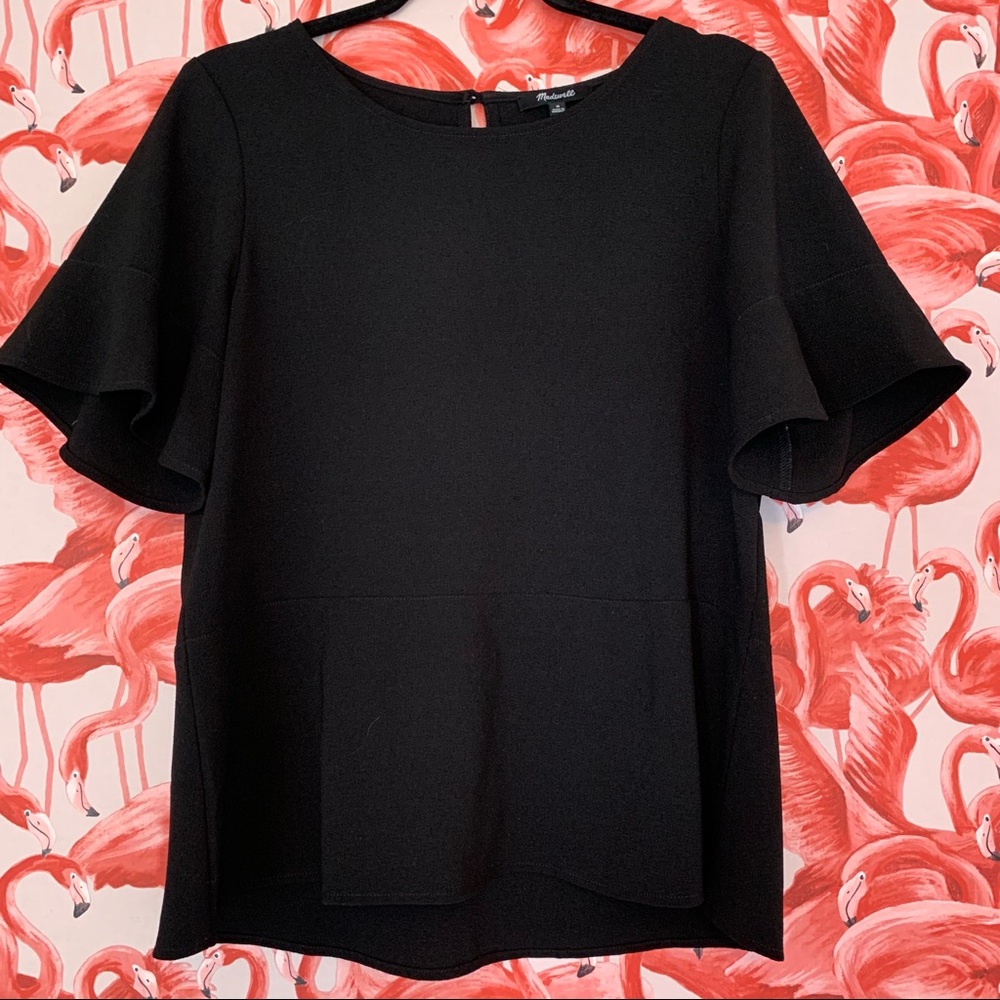 Madewell Black Bell Sleeve Short Sleeve Top Size Medium